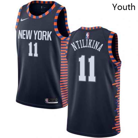 Youth Nike New York Knicks 11 Frank Ntilikina Swingman Navy Blue NBA Jersey 2018 19 City Edition
